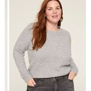 NWT Lane Bryant Gray Embellished Crew Neck Sweater Women Size 18/20 Cozycore Fal